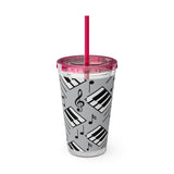 Piano Keys Design 04 on Tumbler with Straw - 16oz, Perfect for Music Lovers