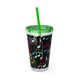 Music Notes Design 04 on Tumbler with Straw - 16oz, Perfect for Music Lovers