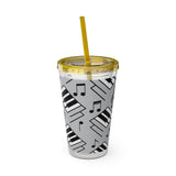 Piano Keys Design 04 on Tumbler with Straw - 16oz, Perfect for Music Lovers