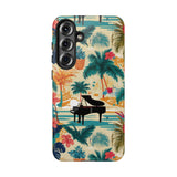 Tropical Piano Samsung Galaxy Phone Case - Floral Design for Music Lovers