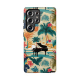 Tropical Piano Samsung Galaxy Phone Case - Floral Design for Music Lovers
