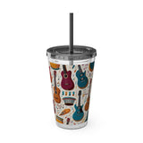 Sunsplash Musical Instruments Design 03 on Tumbler with Straw - 16oz, Perfect for Music Lovers