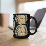 Beethoven Pattern 3 on Black Mug 15oz