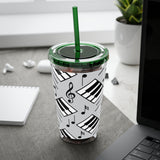 Piano Keys Design 04 on Tumbler with Straw - 16oz, Perfect for Music Lovers