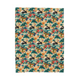 Tropical Piano Design on Velveteen Plush Blanket for Music Lovers