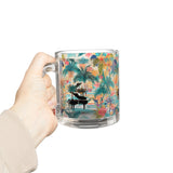 Tropical Piano Design 01 on Glass Mug - 10oz Coffee Cup for Music Lovers