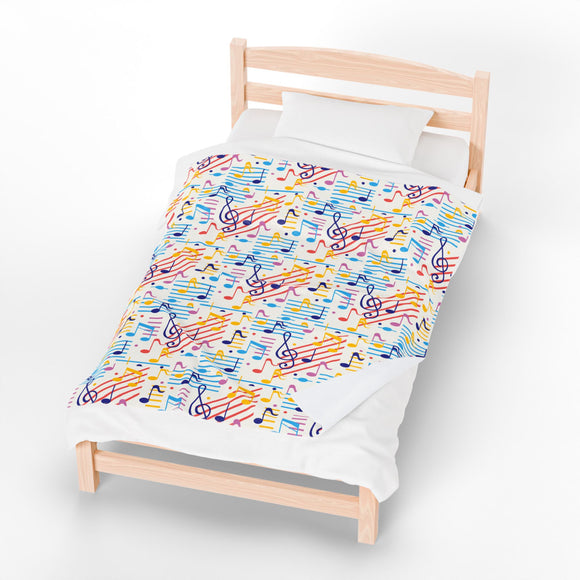 Music Notes Design 02 on Velveteen Plush Blanket for Music Lovers