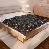 Music Notes Design 04 on Velveteen Plush Blanket for Music Lovers