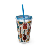Sunsplash Musical Instruments Design 03 on Tumbler with Straw - 16oz, Perfect for Music Lovers