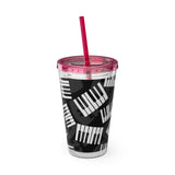 Piano Keys Design 03 on Tumbler with Straw - 16oz, Perfect for Music Lovers