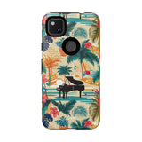 Tropical Piano Google Pixel Phone Case - Floral Design for Music Lovers