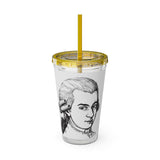 Mozart Sketch Design on Tumbler with Straw - 16oz, Perfect for Music Lovers