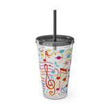Music Notes Design 01 on Tumbler with Straw - 16oz, Perfect for Music Lovers
