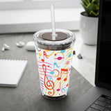 Music Notes Design 01 on Tumbler with Straw - 16oz, Perfect for Music Lovers