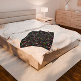 Music Notes Design 04 on Velveteen Plush Blanket for Music Lovers