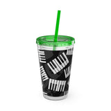 Piano Keys Design 03 on Tumbler with Straw - 16oz, Perfect for Music Lovers