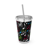 Music Notes Design 04 on Tumbler with Straw - 16oz, Perfect for Music Lovers