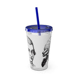Mozart Sketch Design on Tumbler with Straw - 16oz, Perfect for Music Lovers