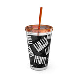 Piano Keys Design 03 on Tumbler with Straw - 16oz, Perfect for Music Lovers