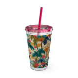 Sunsplash Tropical Piano Design 01 on Tumbler with Straw - 16oz, Perfect for Music Lovers