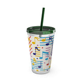 Music Notes Design 02 on Tumbler with Straw - 16oz, Perfect for Music Lovers