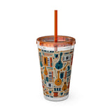 Sunsplash Musical Instruments Design 01 on Tumbler with Straw - 16oz, Perfect for Music Lovers