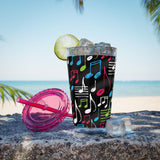 Music Notes Design 04 on Tumbler with Straw - 16oz, Perfect for Music Lovers