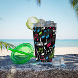 Music Notes Design 04 on Tumbler with Straw - 16oz, Perfect for Music Lovers
