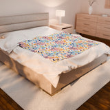 Music Notes Design 02 on Velveteen Plush Blanket for Music Lovers