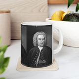 JS Bach Portrait on Ceramic Mug 11oz - Musician Gift, Coffee Cup for Music Lovers