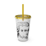 Mozart Sketch Design on Tumbler with Straw - 16oz, Perfect for Music Lovers