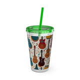 Sunsplash Musical Instruments Design 03 on Tumbler with Straw - 16oz, Perfect for Music Lovers