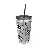 Piano Keys Design 04 on Tumbler with Straw - 16oz, Perfect for Music Lovers
