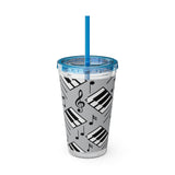 Piano Keys Design 04 on Tumbler with Straw - 16oz, Perfect for Music Lovers