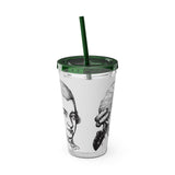 Mozart Sketch Design on Tumbler with Straw - 16oz, Perfect for Music Lovers