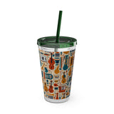 Sunsplash Musical Instruments Design 01 on Tumbler with Straw - 16oz, Perfect for Music Lovers