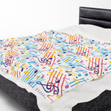 Music Notes Design 02 on Velveteen Plush Blanket for Music Lovers