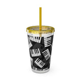 Piano Keys Design 03 on Tumbler with Straw - 16oz, Perfect for Music Lovers
