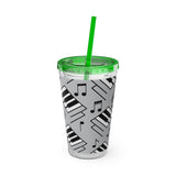 Piano Keys Design 04 on Tumbler with Straw - 16oz, Perfect for Music Lovers