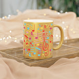 Musical Notes Design 01 on Metallic Mug (Silver / Gold) 11 oz Beautiful Design For Music Lovers