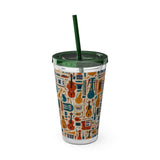 Sunsplash Musical Instruments Design 01 on Tumbler with Straw - 16oz, Perfect for Music Lovers