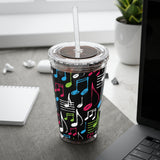 Music Notes Design 04 on Tumbler with Straw - 16oz, Perfect for Music Lovers