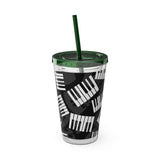 Piano Keys Design 03 on Tumbler with Straw - 16oz, Perfect for Music Lovers