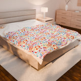 Music Notes Design 01 on Velveteen Plush Blanket for Music Lovers