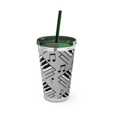 Piano Keys Design 04 on Tumbler with Straw - 16oz, Perfect for Music Lovers