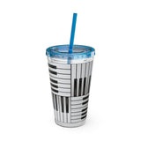 Piano Keys Design 01 on Tumbler with Straw - 16oz, Perfect for Music Lovers