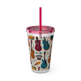 Sunsplash Musical Instruments Design 03 on Tumbler with Straw - 16oz, Perfect for Music Lovers