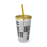 Piano Keys Design 01 on Tumbler with Straw - 16oz, Perfect for Music Lovers