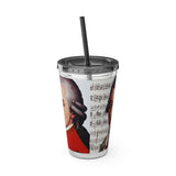 Mozart and Manuscript Design on Tumbler with Straw - 16oz, Perfect for Music Lovers