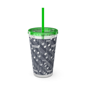 Music Notes Design 03 on Tumbler with Straw - 16oz, Perfect for Music Lovers